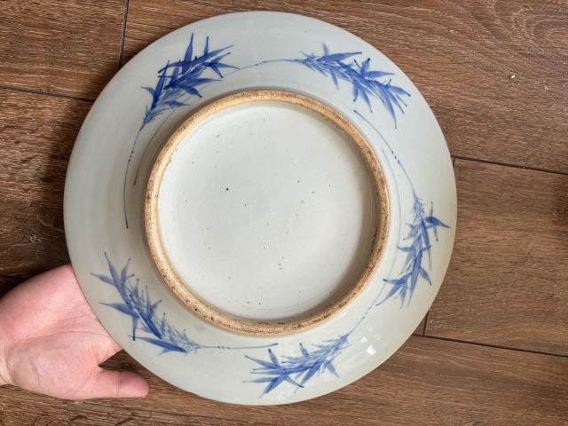 古玩陶瓷樓臺亭閣山水紋青花盤拍賣，當前價格3500元