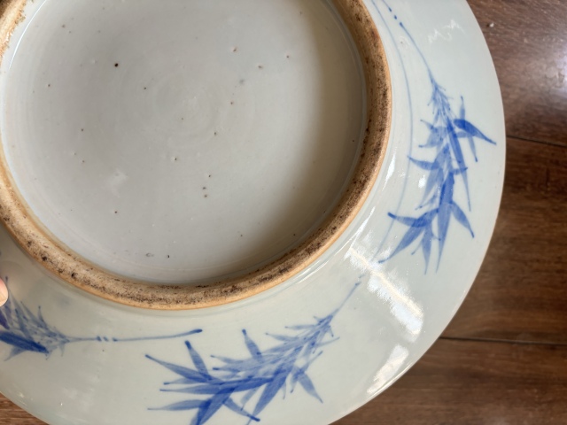 古玩陶瓷樓臺亭閣山水紋青花盤拍賣，當前價格3500元