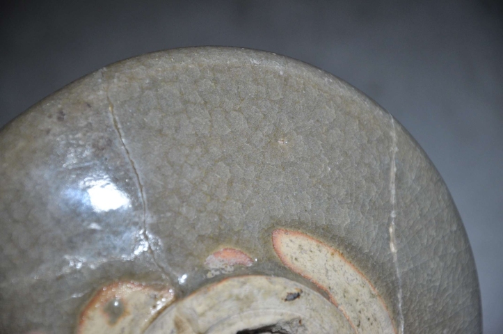 古玩陶瓷金元精品鈞窯月白釉冰片紋紫斑盤拍賣，當前價格2980元