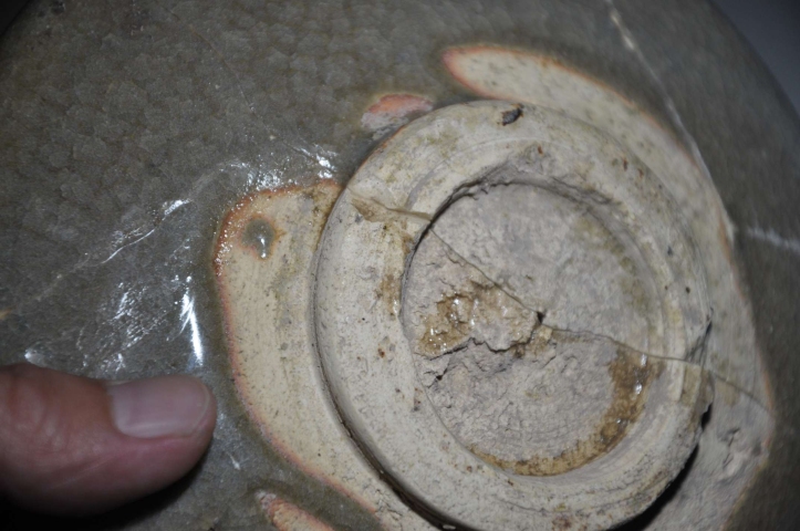 古玩陶瓷金元精品鈞窯月白釉冰片紋紫斑盤拍賣，當前價格2980元