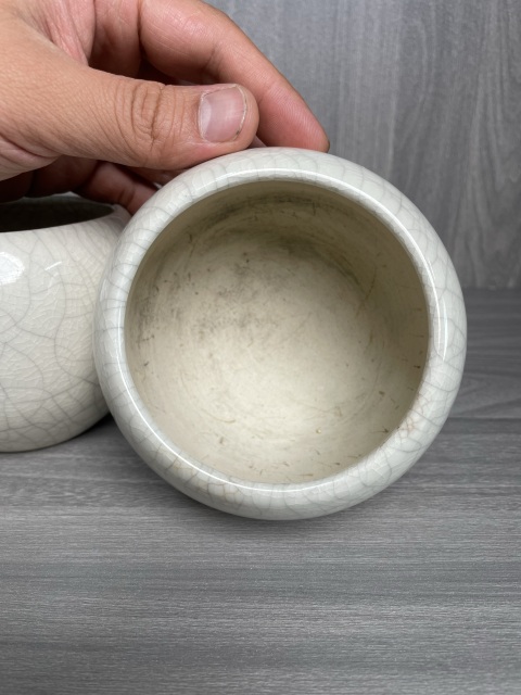 古玩陶瓷民國 精品哥釉圍棋罐一對拍賣，當前價格850元