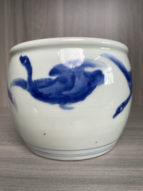 古玩陶瓷清中期 精品青花天鵝紋琴爐(文房器)拍賣,當前價格850元
