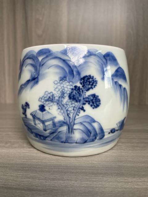 古玩陶瓷清中晚期 青花山水人物紋琴爐（文房雅器）拍賣，當(dāng)前價格600元