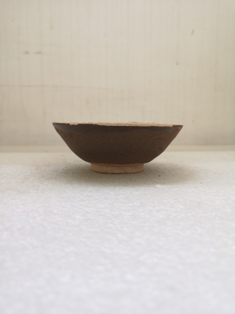 古玩陶瓷磁州窯白地黑花斗笠碗拍賣，當前價格450元