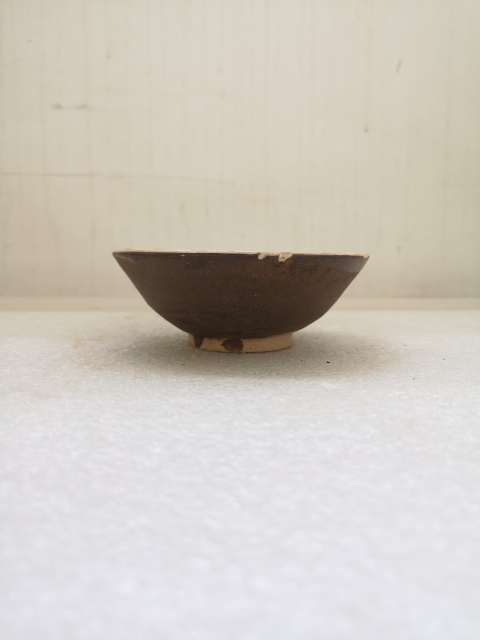 古玩陶瓷磁州窯白地黑花斗笠碗拍賣，當前價格450元