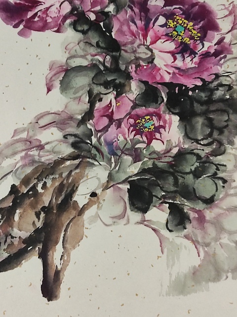 古玩字畫精工裝裱河南名家王萍 花開富貴拍賣,當(dāng)前價(jià)格288元