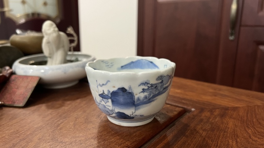 古玩陶瓷清代山水紋青花杯拍賣,當前價格355元