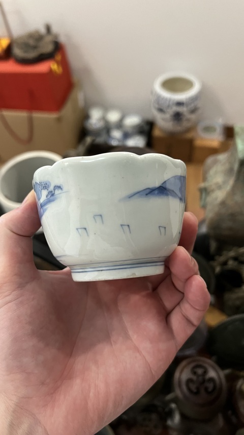 古玩陶瓷清代山水紋青花杯拍賣,當前價格355元