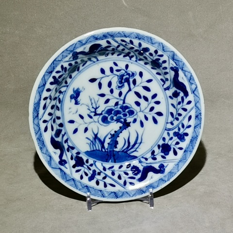 古玩陶瓷清 康熙青花大吉大利冠上加冠折沿盤拍賣，當前價格308元