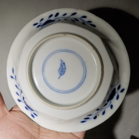 古玩陶瓷清 康熙青花大吉大利冠上加冠折沿盤拍賣，當前價格308元