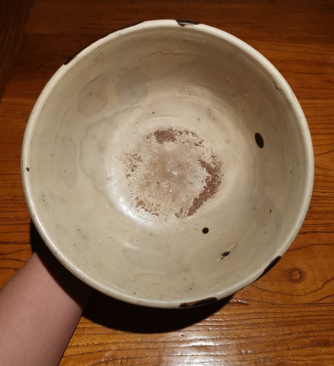 古玩陶瓷元末明初.磁州窯白地黑花福壽紋大碗拍賣，當前價格698元