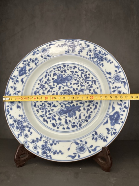 古玩陶瓷青花纏枝花卉紋折腰盤拍賣，當前價格2980元