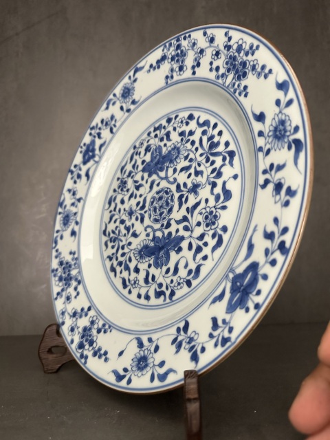 古玩陶瓷青花纏枝花卉紋折腰盤拍賣，當前價格2980元