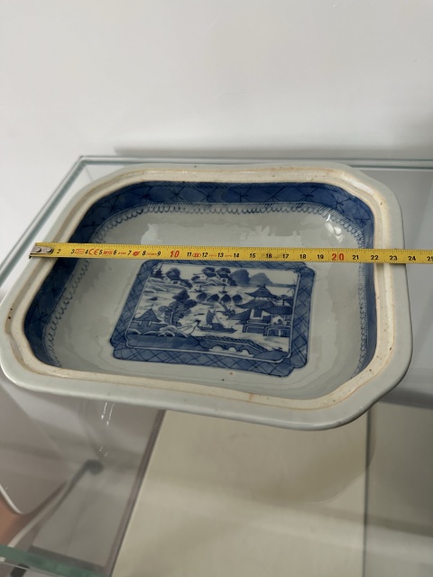 古玩陶瓷青花山水人物紋八方蓋鍋拍賣,當前價格2680元