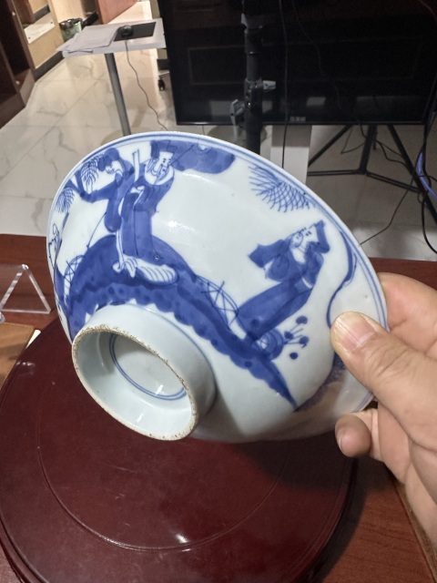 古玩陶瓷青花三星高照圖折沿碗拍賣,當前價格1280元