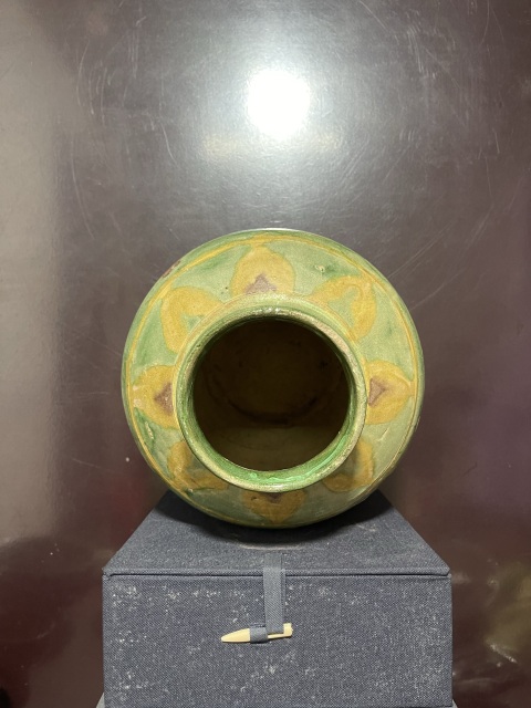 古玩陶瓷元綠地黃彩花卉紋將軍罐拍賣，當前價格5500元
