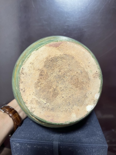 古玩陶瓷元綠地黃彩花卉紋將軍罐拍賣，當前價格5500元