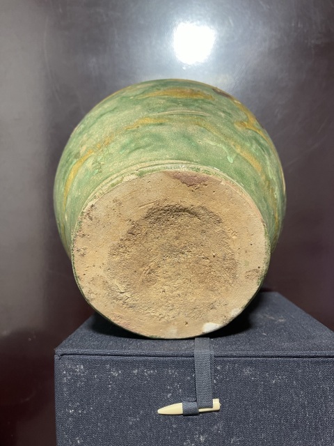 古玩陶瓷元綠地黃彩花卉紋將軍罐拍賣，當前價格5500元
