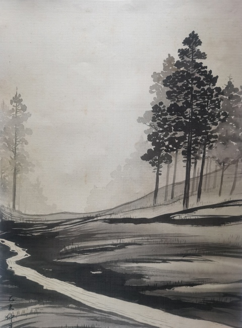 古玩字畫國畫大師田黎明入室弟子博士畫家李振山水拍賣,當前價格499元