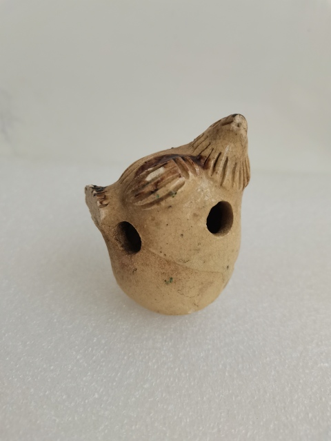 古玩陶瓷唐代·青釉褐彩鳥形塤真品鑒賞圖