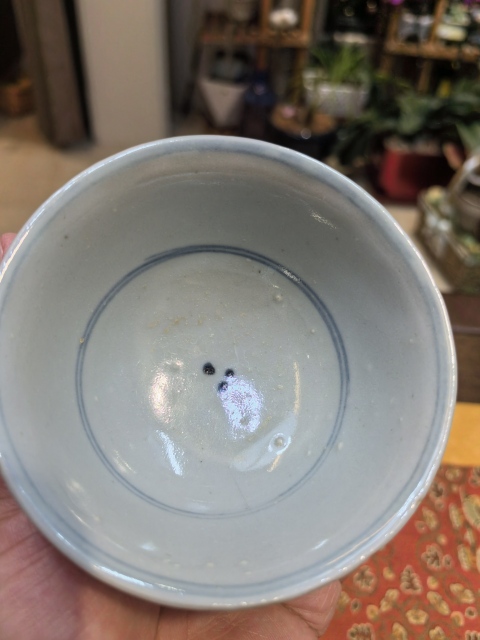 古玩陶瓷明末清早青花魚藻紋茶圓拍賣，當前價格2199元