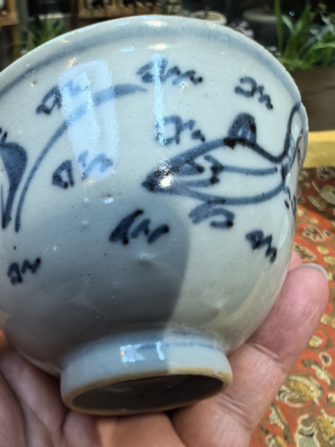古玩陶瓷明末清早青花魚藻紋茶圓拍賣，當前價格2199元