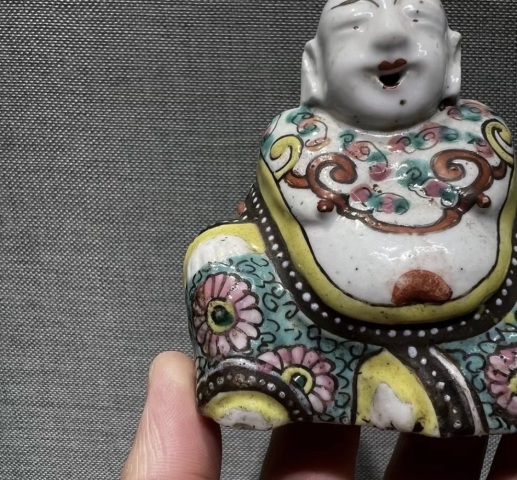 古玩陶瓷乾隆粉彩彌勒佛坐像拍賣，當前價格5888元