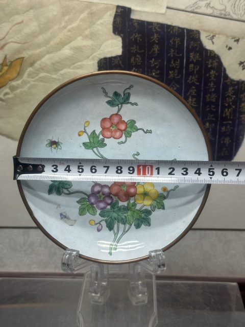 古玩陶瓷民國精品銅胎畫琺瑯花卉紋盤拍賣,當前價格489元