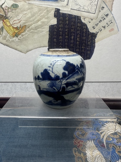 古玩陶瓷清乾隆精品青花山水紋罐拍賣,當前價格1260元