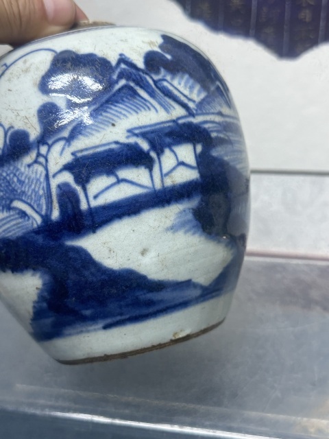 古玩陶瓷清乾隆精品青花山水紋罐拍賣,當前價格1260元