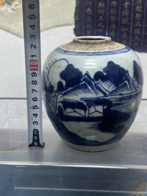 古玩陶瓷清乾隆精品青花山水紋罐拍賣,當前價格1260元