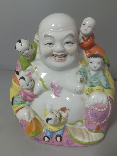 古玩陶瓷粉彩五子彌勒佛塑像拍賣，當前價格180元