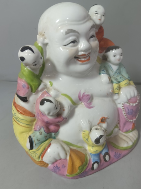 古玩陶瓷粉彩五子彌勒佛塑像拍賣，當前價格180元