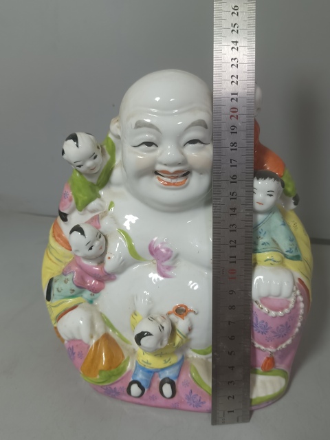 古玩陶瓷粉彩五子彌勒佛塑像拍賣，當前價格180元