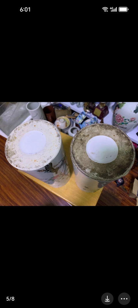 古玩陶瓷民國粉彩帽筒一對兒的。那個單個的不賣。拍賣,當前價格777元