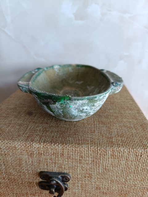 古玩陶瓷館藏級珍品漢代綠釉羽殤杯拍賣,當前價格1880元