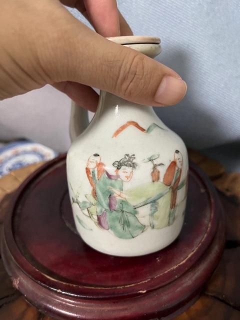 古玩陶瓷晚清粉彩無(wú)柄壺拍賣，當(dāng)前價(jià)格899元