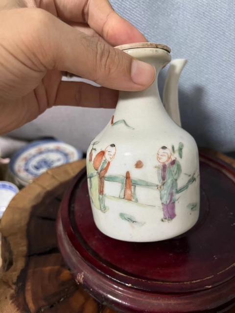 古玩陶瓷晚清粉彩無(wú)柄壺拍賣，當(dāng)前價(jià)格899元