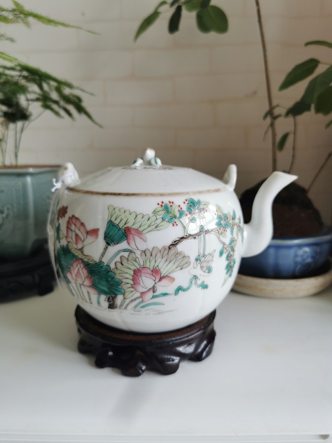 古玩陶瓷粉彩一品富貴紋茶壺拍賣，當前價格2600元