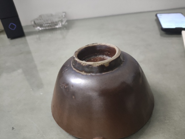 古玩陶瓷磁州窯雙色釉茶碗拍賣,當前價格488元