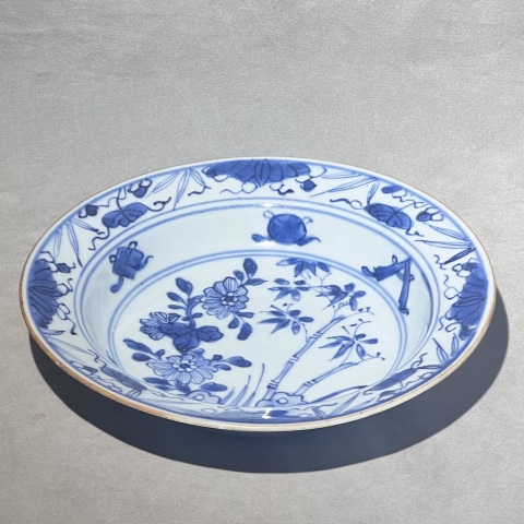 古玩陶瓷康熙 青花歲寒三友折沿盤(洗)拍賣,當前價格2280元