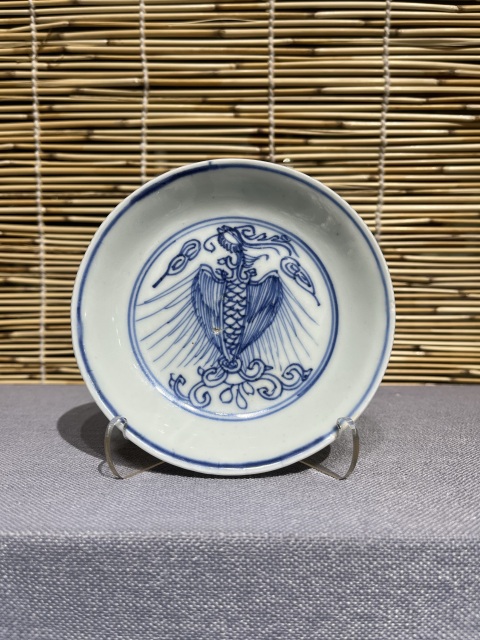 古玩陶瓷鐵線描鳳紋青花盤拍賣,當前價格1800元