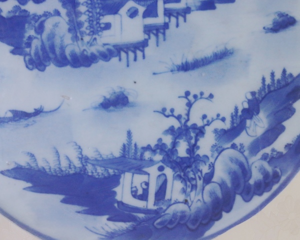 古玩陶瓷清乾隆·青花山水人物嵌盤拍賣，當前價格2000元