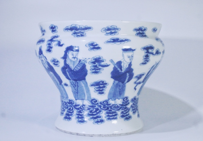 古玩陶瓷晚清·青花八仙人物馬蹄尊拍賣，當(dāng)前價(jià)格5500元