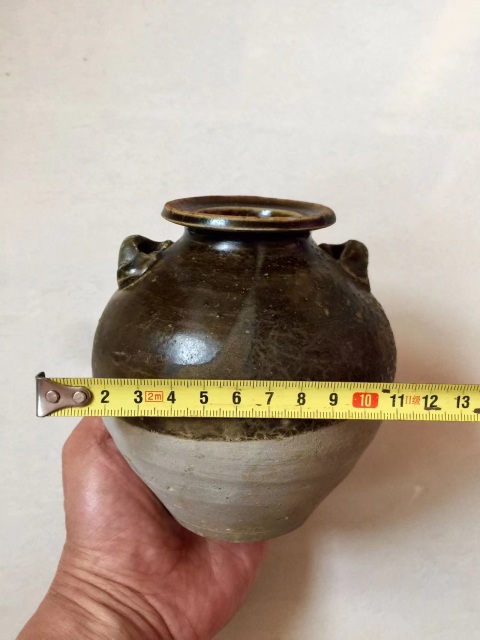 古玩陶瓷宣州窯褐釉雙耳尊拍賣，當前價格1600元