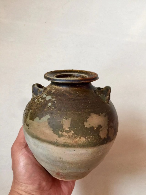 古玩陶瓷宣州窯褐釉雙耳尊拍賣，當前價格1600元