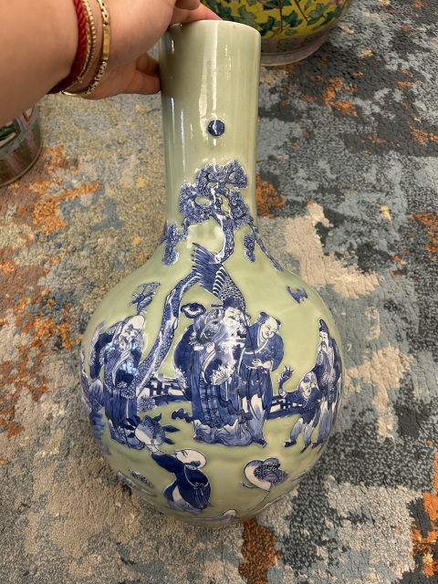 中国清時代豆青釉花瓶 中国清時代豆青釉花瓶 中国清時代豆青釉花瓶 豆青釉觚形