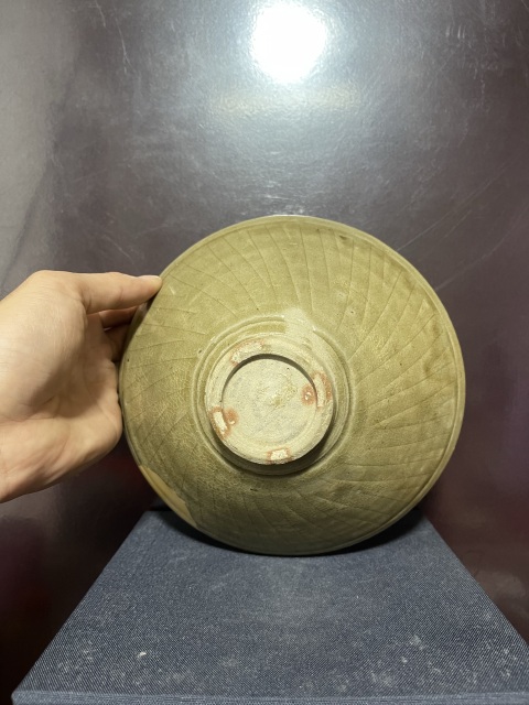 古玩陶瓷五代青釉劃花斗笠碗拍賣，當前價格6880元