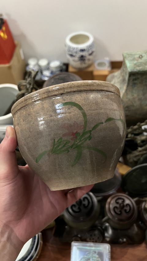 古玩陶瓷民國花卉紋缸拍賣，當前價格399元