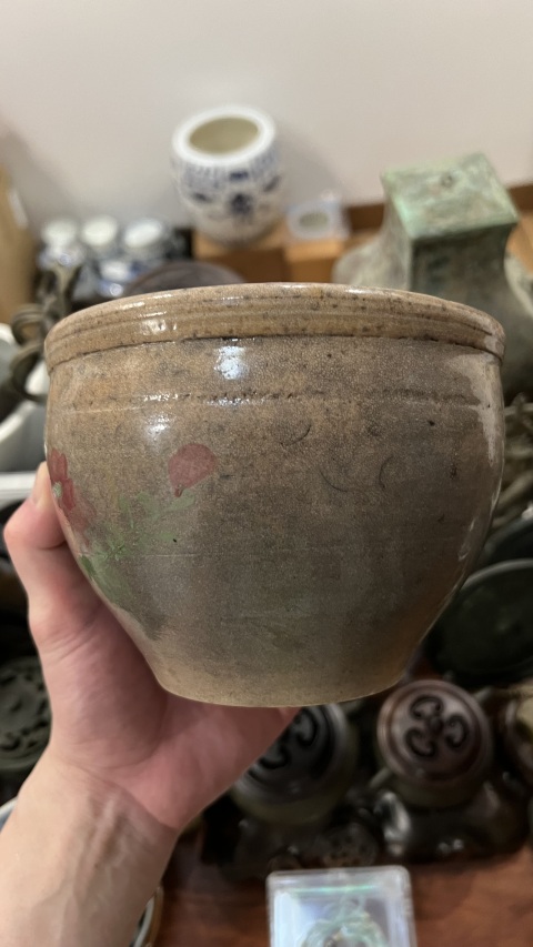 古玩陶瓷民國花卉紋缸拍賣，當前價格399元
